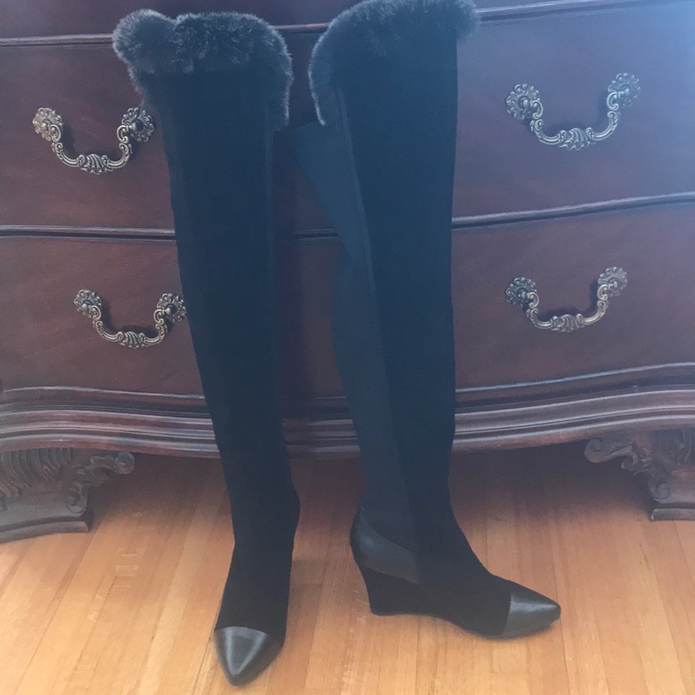 Chanel over the knee wedge boots 5 35